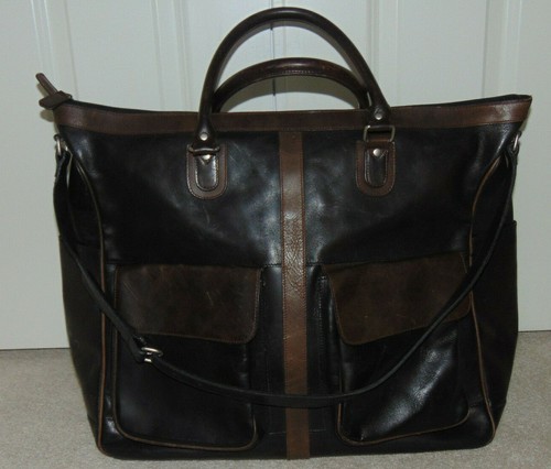 M LONDON New York HANDCRAFTED XLARGE Brown Leather Weekender Carry On Bag