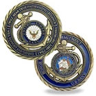 US Navy Emblem Core Value Bronze Hollow Military Challenge Medal Commitment Coin