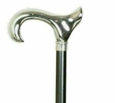 handmade Silver Chrome Derby Working Walking Cane Stick Vintage Wooden Handmade