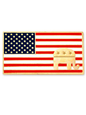 PinMart American Flag Republican Party Patriotic Enamel Lapel Pin – New With Tags