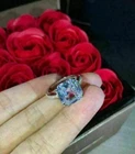 2Ct Asscher Cut Lab-Created Aquamarine Engagement Ring 14K White Gold Plated