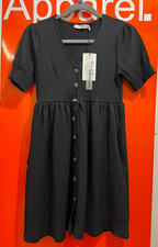 🔥Na-Kd Button Up Jersey Dress, Black, NEW, Size XS, RRP £30, Sf/2425