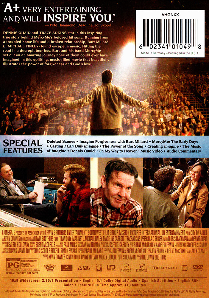 I Can Only Imagine DVD VIDEO MOVIE (Story Of Bart Millard