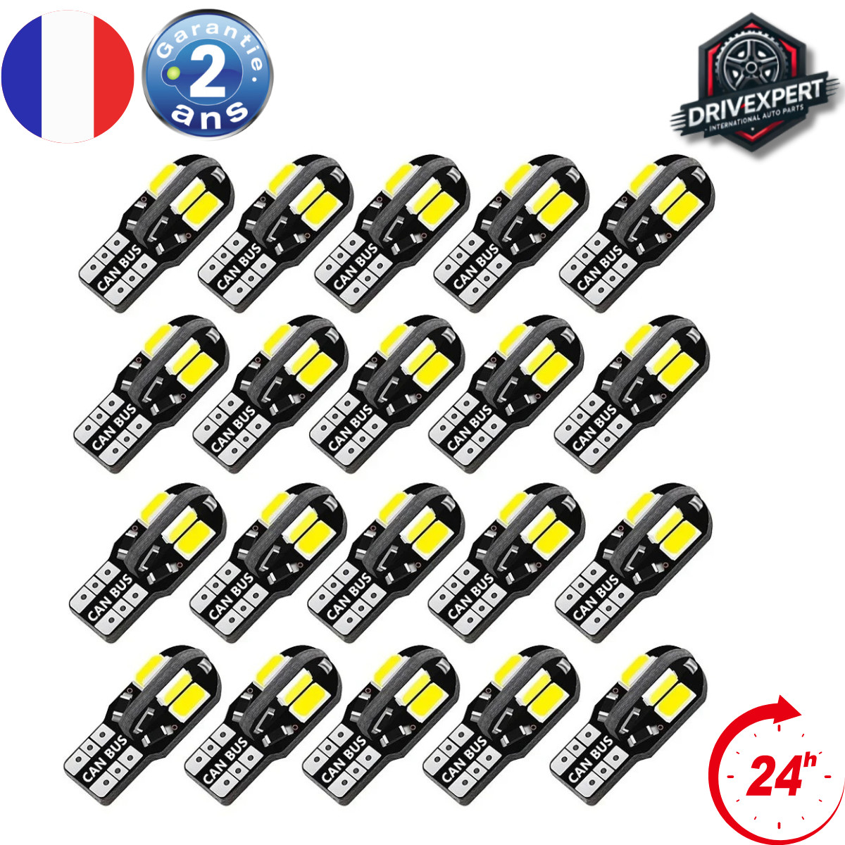 Ampoules LED T10 Canbus anti erreur 5730 8SMD 12V blanc lumineux pour signalisation