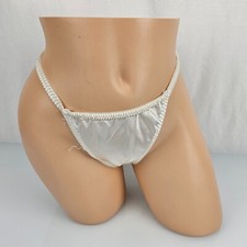 Vintage 90s California Dynasty RN 64211 White String Bikini Panties Satin M 6
