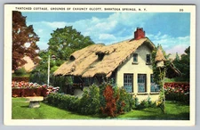 Thatched Cottage Saratoga Springs New York NY c1930 Linen Vintage Postcard