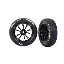 Traxxas Drag Slash Front Tires Mounted w/ Weld Gloss Black Wheels 9474 