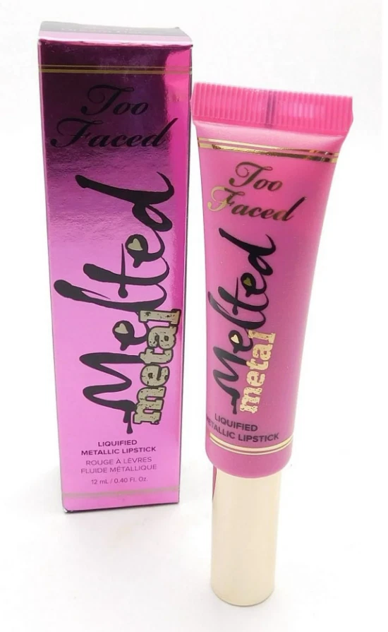 Lápiz labial líquido fundido Too Faced Metal Dream House .4 oz tamaño completo rosa fucsia Foto 2 de 2