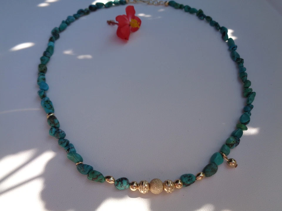 Türkis Kette, in Gold Filled, edles Design - Bild 4 von 4