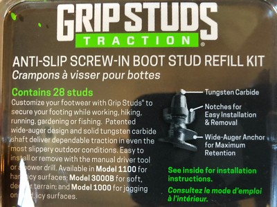 3000B - 3.5mm Prominence GRIPSTUDS Boot Studs, Pack Of 28 Solid Tungsten Carbide Tipped Screw In Studs For Improved Traction In Work Boots Or Hiking Boots Includes Installation Tool, Ice & Snow - Foto 5