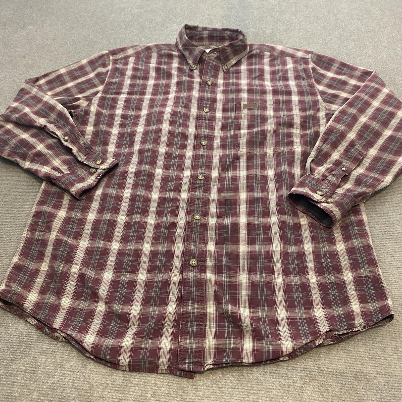 Vintage Carhartt Shirt Mens Size Large Plaid Long Sleeve Distressed Grunge y2k