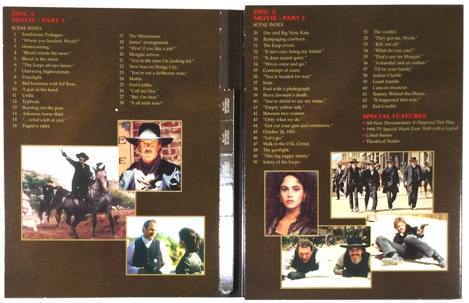 Wyatt Earp (2-Disc DVD, 1994, Widescreen, Special Ed) Like New !   Kevin Costner - Image 4 of 4