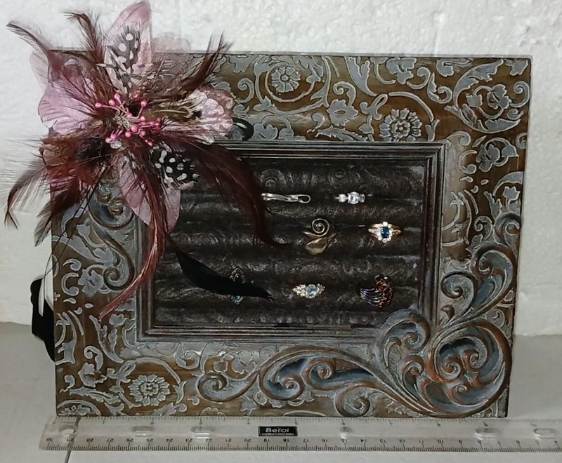 Vintage Ring/Jewelry Dresser Desk Top Standing Organizer *Hand Made, Flower Felt