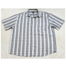 XXL Montage Gray Dress Shirt Short Sleeve Pocket Striped Man Polyester 2XL 1-241