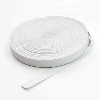 ROLSELEY Banda elástica apretada blanca fuerte gruesa de sarga de doble cara de poliéster 25 mm