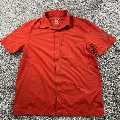 Mountain Hardwear Button Up Shirt Mens Medium Red Outdoors Fish Fishing  Camp