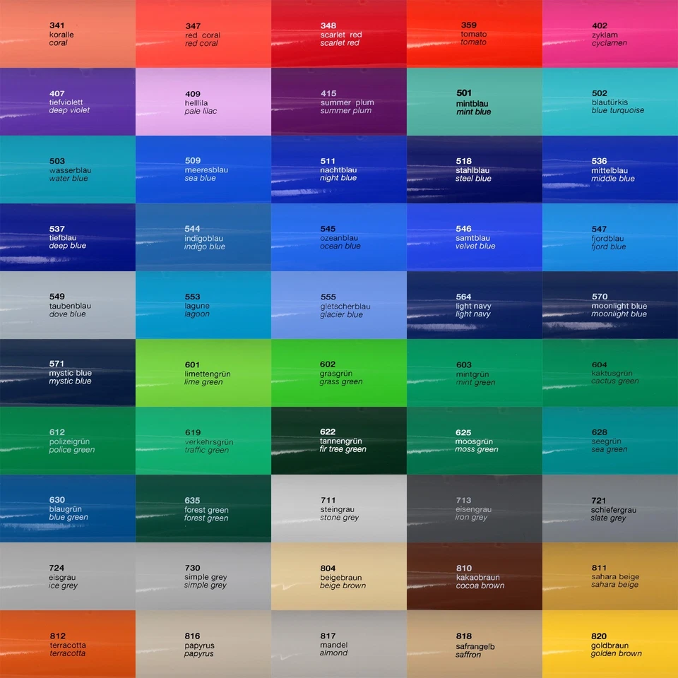 48€/m² Oracal 951 Premium Cast Plotterfolie Folie 20x30cm Glanz gegossen Teil 2