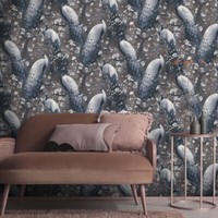 Vliestapete Pfau BlüTen Zweige Floral Braun Grau Schwarz 10414-15 (3,10€/1Qm)
