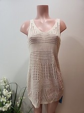 Nwt Cupshe Women's Beige Swimsuit Cover Up Tunic Size Small Crochet