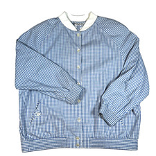 Alfred Dunner Womens 18 Blue And White Checkered Cotton Jacket Made In USA