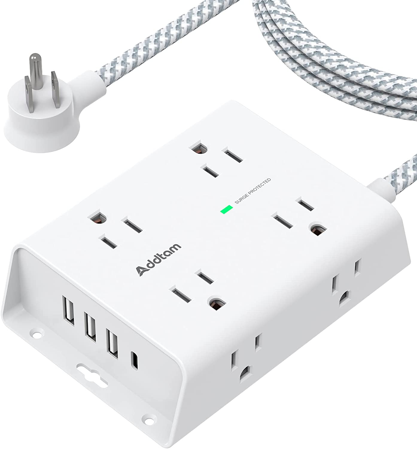 Surge Protector Power Strip - 8 Widely Outlets with 4 USB Ports(1 USB C Outlet),-image