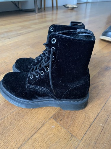 Dr. Martens Page Velvet Combat Boots 