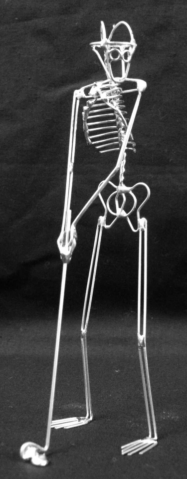 Handcrafted Skeleton Golfer Figures – Unique & Unusual Wire Art - Golfer Gifts - Image 2 of 4