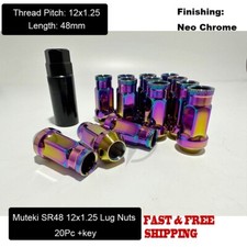 20key Neo Chrome M12x1.25 Jdm Sr48 Racing Lug Nut For Nissan Infiniti Subaru