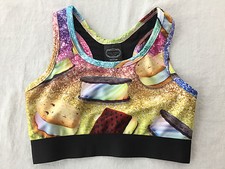 Zara Terez Ice Cream Sandwich Sports Bra Top Gold/Green Big Girls Size M NWT 