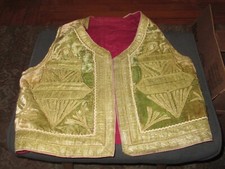 Antique Ottoman Style Velvet Gilt Embroidered Thread Vest