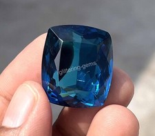 71-75Ct Natural Kashmiri Blue Sapphire Cushion Certified Loose Gemstone 24N