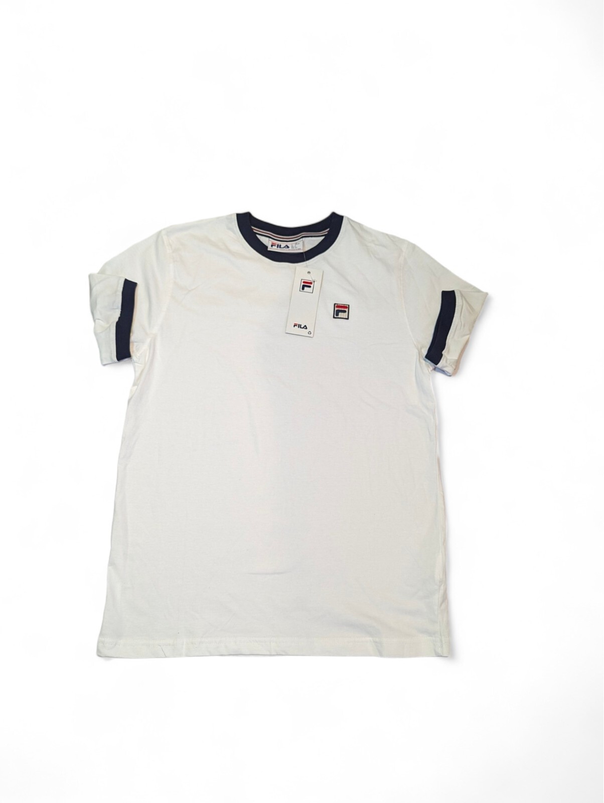 T shirt uomo Fila Marconi Essential Ringer taglia small colore bianco pavone nuova con etichetta