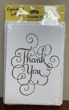 Silver & White Classic Thank You Note Notes Blank Inside By Hallmark - Set of 6