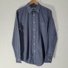 Mens TU Dress Shirt Blue Neck 16 Long Sleeved Formal Regular Fit Lightweight