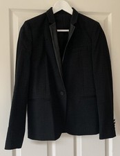 The Kooples Black Crocodile Print Blazer With Leather Trim Size Fr38/uk10