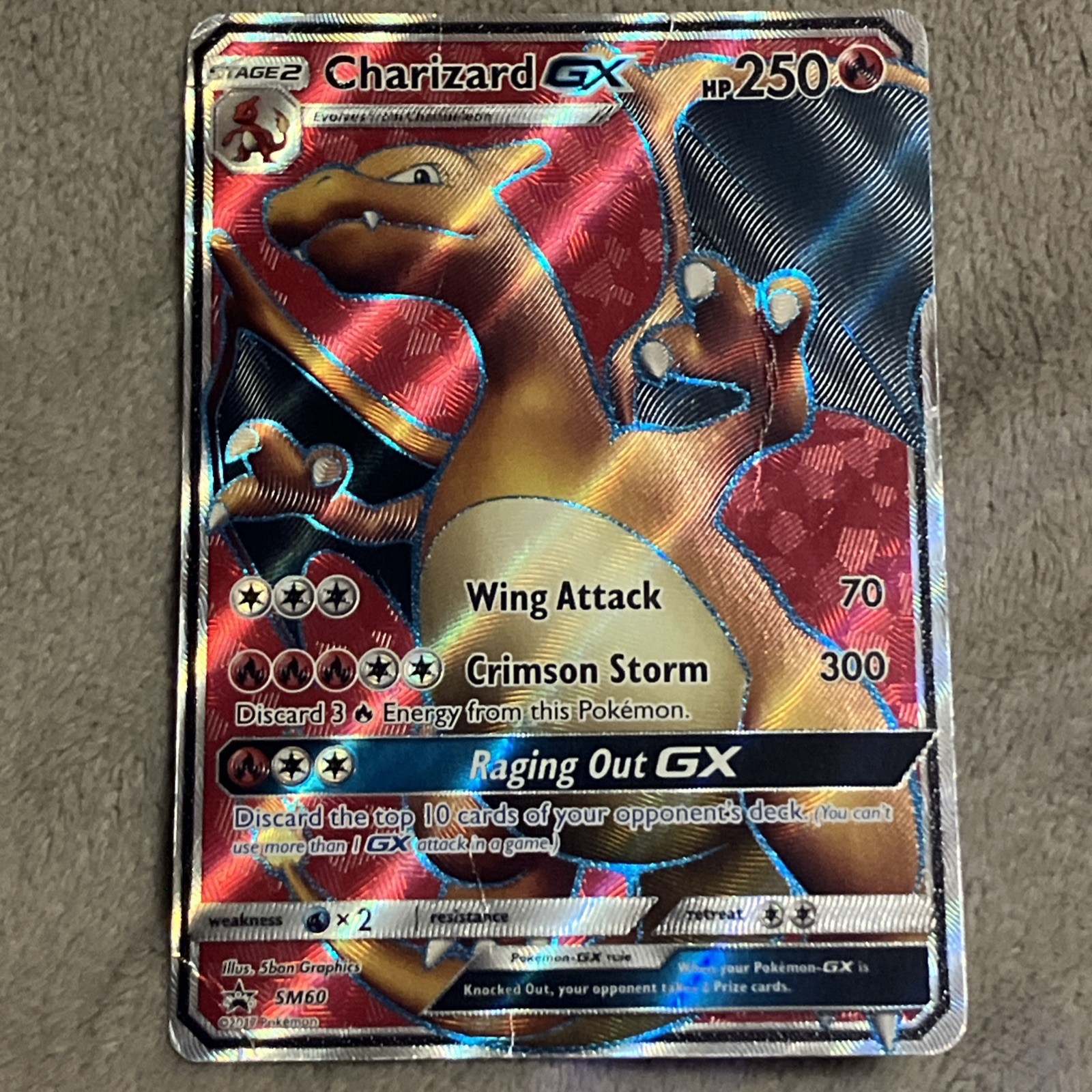 Pokemon Card Charizard GX PROMO SM60 Reverse Holofoil 2017