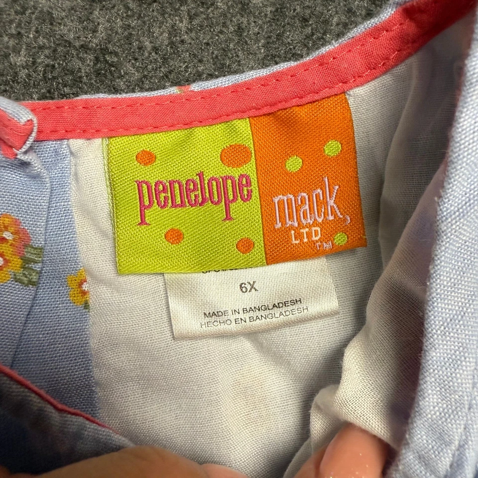 Penelope Mack Girls Dress Size 6X Blue Floral Ruffle Sleeveless Casual Cute - Image 3 of 4