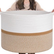 XXL Extra Large Blanket Basket, Cotton Rope Storage Basket for Organizing, Ho...