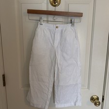 Polo Ralph Lauren Girls White Wide-Leg Linen Pants Size 6