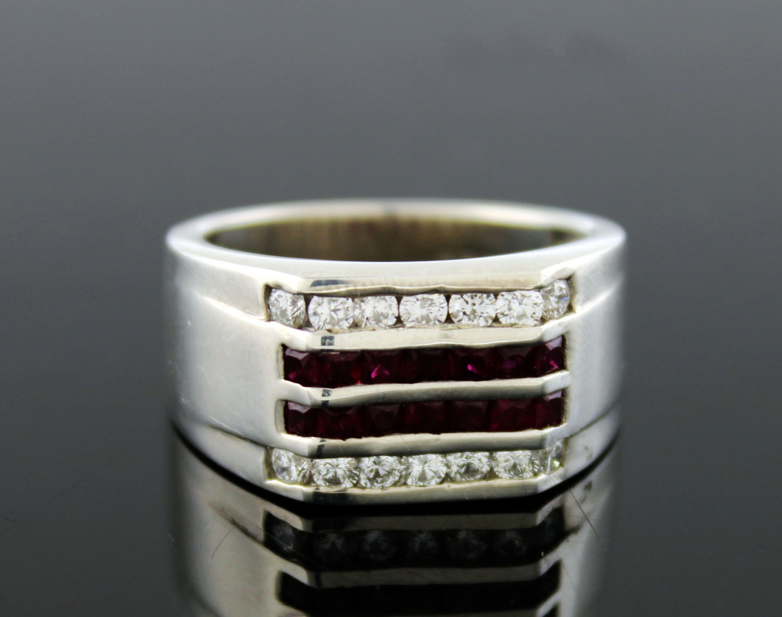 EFFY 925 Sterling Silver Ruby White Sapphire Ring… - image 1