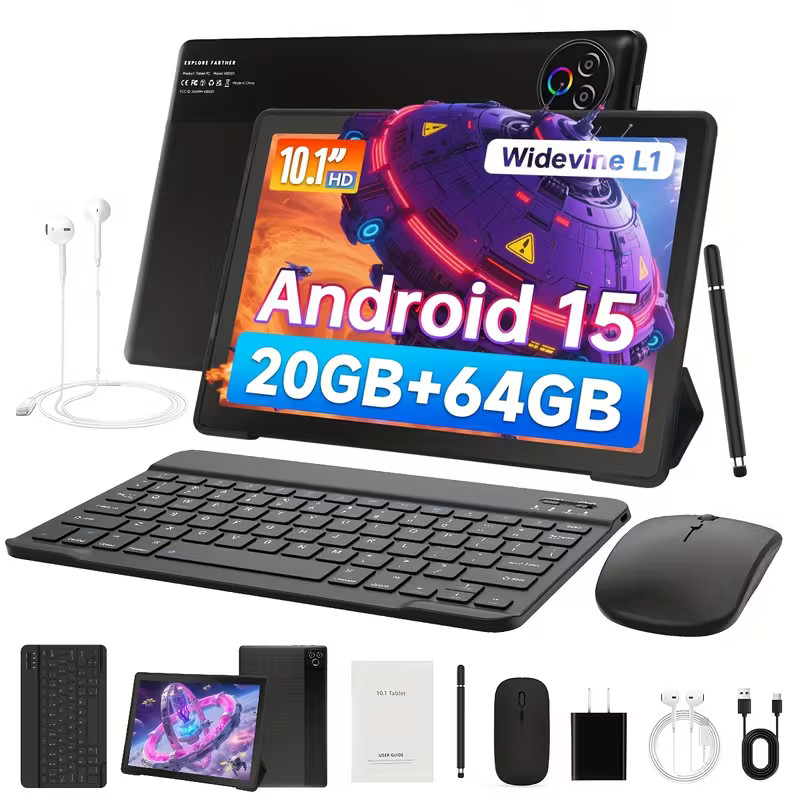 Android 15 Tablet 10.1 inch 20GB RAM 64GB ROM WIFI Widevine 