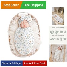 Baby Girl Newborn Receiving Blanket with Headband Set Baby Swaddle Nursery Sw...
