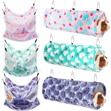 6 Pcs Rat Hammock Set Ferret Hanging Tunnel 3 Tier Guinea Pig Hammocks Hideou...