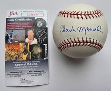 Charlie Manuel Signed Auto OML Baseball JSA COA Twins Dodgers Indians Phillies