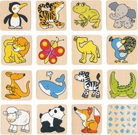 Memospiel Tiere | 5 X 5 X 0,5 Cm, Holz, 32 Teile, Per StüCk | Deutsch | Spiel