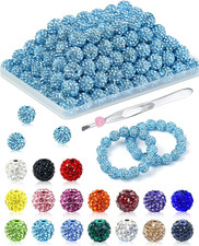 120PCS Rhinestone Beads for Jewelry Making 10Mm Light Green Shiny round Sparkl