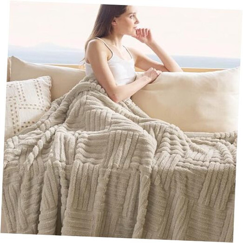 Bedsure Beige Throw Blankets for Couch - Super Soft Blanket for Bed, Cozy