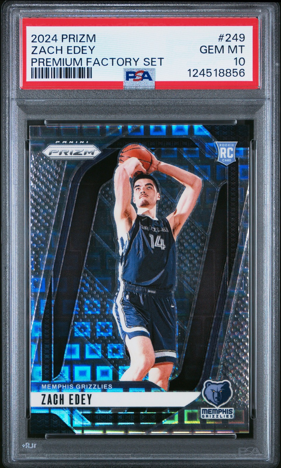 2024 Panini Prizm #249 Zach Edey Premium Factory Set Pandora Rookie /150 PSA 10