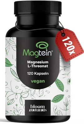 Magnesium L-Threonate - 120 Magtein Kapseln - 2000mg pro Tagesdosis - Vegan