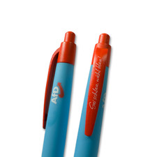 2 Stück Kugelschreiber Sei schlau wähl blau